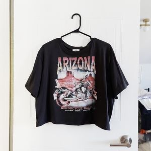 Dark grey Arizona graphic crop t-shirt